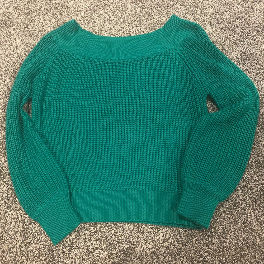 Kelly green off the shoulder sweater